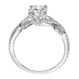 Artcarved Bridal Semi-Mounted with Side Stones Contemporary Floral Engagement Ring Milena 14K White Gold