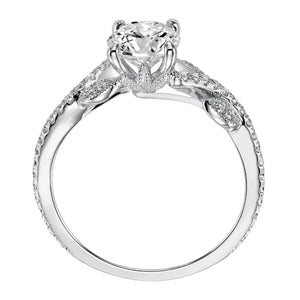 Artcarved Bridal Semi-Mounted with Side Stones Contemporary Floral Engagement Ring Milena 14K White Gold