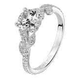 Artcarved Bridal Mounted with CZ Center Contemporary Floral Engagement Ring Milena 14K White Gold