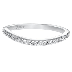 Artcarved Bridal Mounted with Side Stones Contemporary Floral Diamond Wedding Band Milena 14K White Gold