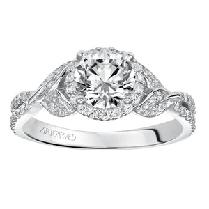 Artcarved Bridal Mounted with CZ Center Contemporary Engagement Ring Olga 14K White Gold