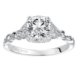 Artcarved Bridal Semi-Mounted with Side Stones Vintage Filigree Halo Engagement Ring Yvette 14K White Gold