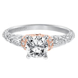 Artcarved Bridal Mounted with CZ Center Vintage Engagement Ring Rhonda 14K White Gold Primary & 14K Rose Gold