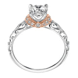 Artcarved Bridal Semi-Mounted with Side Stones Vintage Engagement Ring Rhonda 14K White Gold Primary & 14K Rose Gold