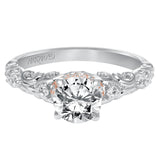 Artcarved Bridal Semi-Mounted with Side Stones Vintage Engagement Ring 14K White Gold Primary & 14K Rose Gold