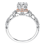 Artcarved Bridal Semi-Mounted with Side Stones Vintage Engagement Ring 14K White Gold Primary & 14K Rose Gold