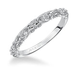 Artcarved Bridal Mounted with Side Stones Vintage Diamond Wedding Band 14K White Gold