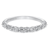 Artcarved Bridal Mounted with Side Stones Vintage Diamond Wedding Band 14K White Gold