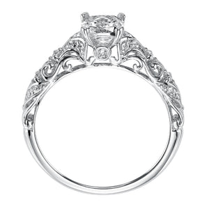 Artcarved Bridal Semi-Mounted with Side Stones Vintage Engagement Ring Glenda 14K White Gold