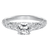 Artcarved Bridal Semi-Mounted with Side Stones Vintage Engagement Ring Glenda 14K White Gold