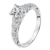 Artcarved Bridal Semi-Mounted with Side Stones Vintage Engagement Ring Glenda 14K White Gold