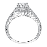 Artcarved Bridal Mounted with CZ Center Vintage Filigree Halo Engagement Ring Roseanne 14K White Gold