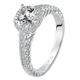 Artcarved Bridal Mounted with CZ Center Vintage Filigree Halo Engagement Ring Roseanne 14K White Gold