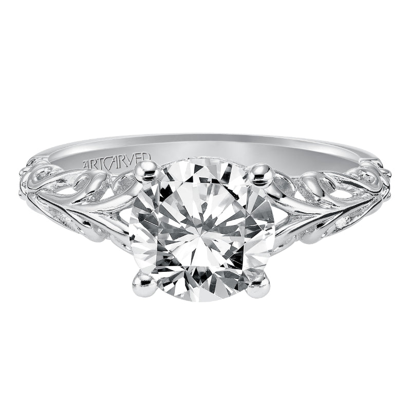 Artcarved Bridal Semi-Mounted with Side Stones Vintage Engagement Ring Tisha 14K White Gold