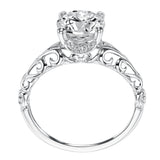 Artcarved Bridal Mounted with CZ Center Vintage Engagement Ring Tisha 14K White Gold