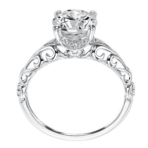 Artcarved Bridal Semi-Mounted with Side Stones Vintage Engagement Ring Tisha 14K White Gold