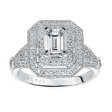 Artcarved Bridal Mounted with CZ Center Vintage Milgrain Halo Engagement Ring Selma 14K White Gold