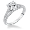 Artcarved Bridal Mounted with CZ Center Vintage Milgrain Diamond Engagement Ring Analisa 14K White Gold