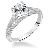 Artcarved Bridal Semi-Mounted with Side Stones Vintage Milgrain Diamond Engagement Ring Analisa 14K White Gold