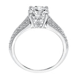 Artcarved Bridal Semi-Mounted with Side Stones Vintage Milgrain Diamond Engagement Ring Analisa 14K White Gold