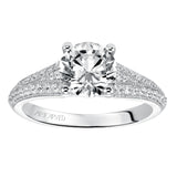 Artcarved Bridal Semi-Mounted with Side Stones Vintage Milgrain Diamond Engagement Ring Analisa 14K White Gold