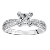 Artcarved Bridal Semi-Mounted with Side Stones Vintage Milgrain Diamond Engagement Ring Sinclair 14K White Gold