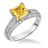 Artcarved Bridal Mounted with CZ Center Vintage Milgrain Diamond Engagement Ring Devyn 14K White Gold