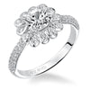 Artcarved Bridal Mounted with CZ Center Contemporary Bezel Halo Engagement Ring Idalis 14K White Gold