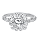 Artcarved Bridal Semi-Mounted with Side Stones Contemporary Bezel Halo Engagement Ring Idalis 14K White Gold