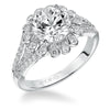 Artcarved Bridal Mounted with CZ Center Contemporary Bezel Halo Engagement Ring Irina 14K White Gold