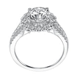 Artcarved Bridal Semi-Mounted with Side Stones Contemporary Bezel Halo Engagement Ring Irina 14K White Gold