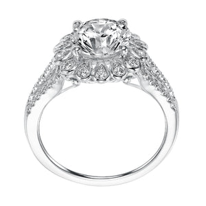 Artcarved Bridal Mounted with CZ Center Contemporary Bezel Halo Engagement Ring Irina 14K White Gold