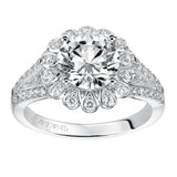 Artcarved Bridal Mounted with CZ Center Contemporary Bezel Halo Engagement Ring Irina 14K White Gold