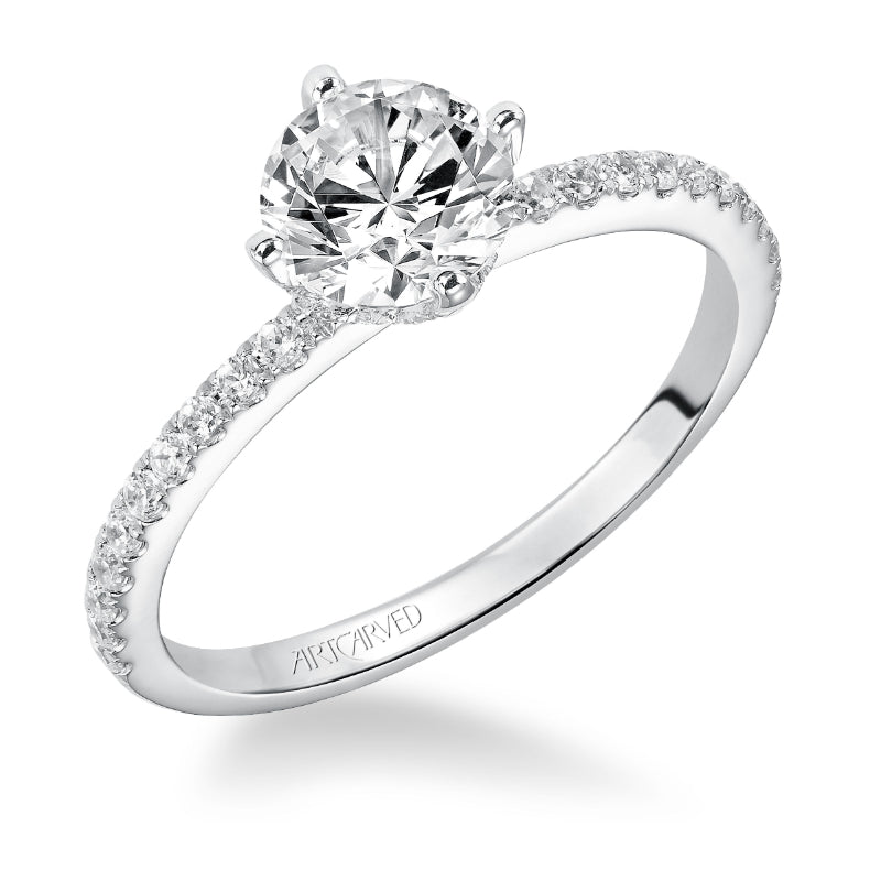 Artcarved Bridal Mounted with CZ Center Classic Engagement Ring Ashlyn 14K White Gold