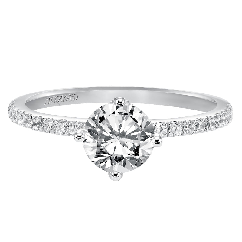 Artcarved Bridal Semi-Mounted with Side Stones Classic Engagement Ring Ashlyn 14K White Gold