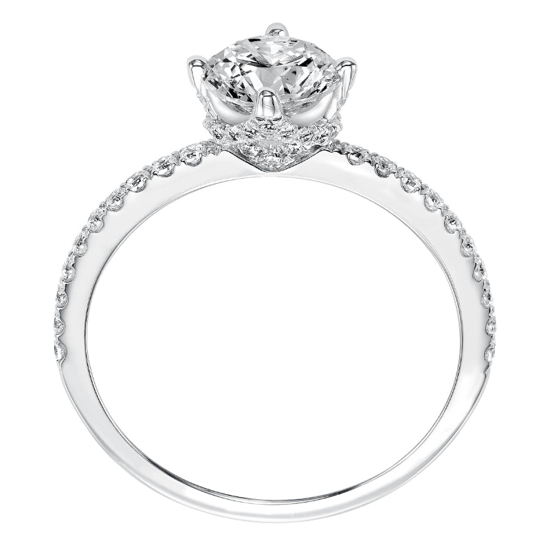 Artcarved Bridal Semi-Mounted with Side Stones Classic Engagement Ring Ashlyn 14K White Gold