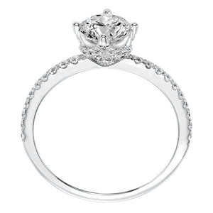 Artcarved Bridal Semi-Mounted with Side Stones Classic Engagement Ring Ashlyn 14K White Gold