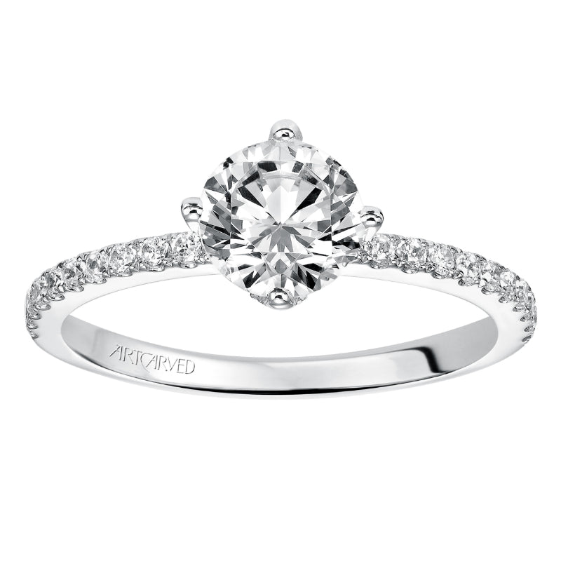 Artcarved Bridal Mounted with CZ Center Classic Engagement Ring Ashlyn 14K White Gold