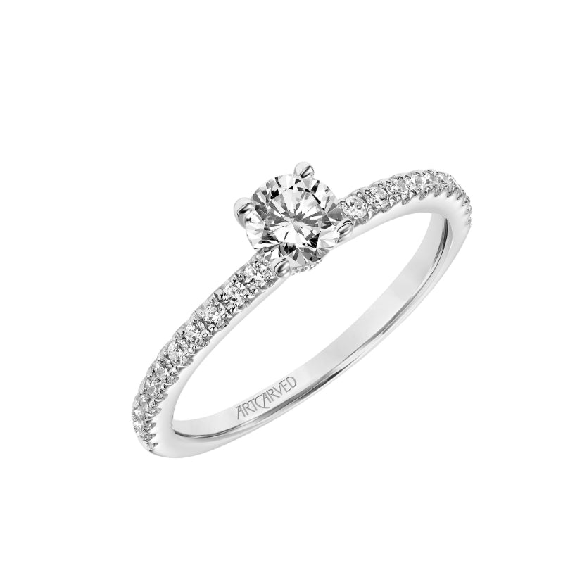 Artcarved Bridal Mounted Mined Live Center Classic One Love Engagement Ring Sybil 14K White Gold