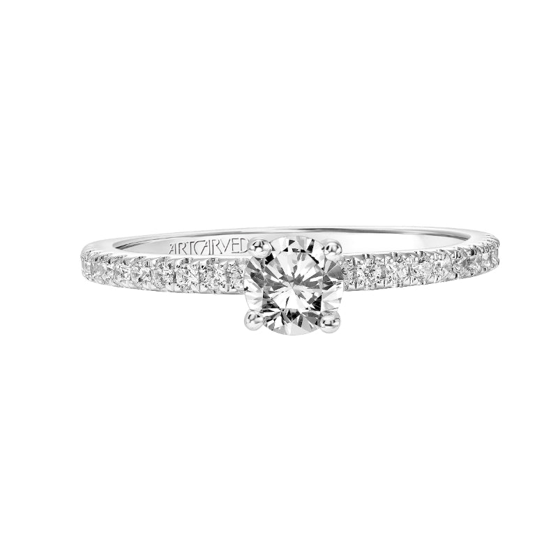 Artcarved Bridal Mounted Mined Live Center Classic One Love Engagement Ring Sybil 14K White Gold