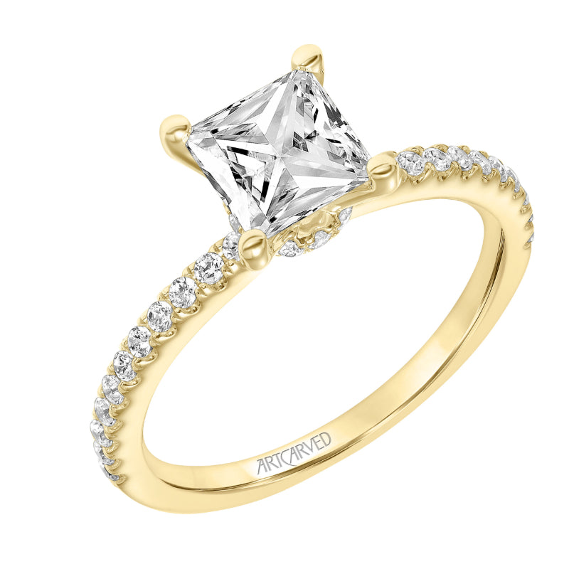 Artcarved Bridal Mounted with CZ Center Classic Engagement Ring Sybil 14K Yellow Gold