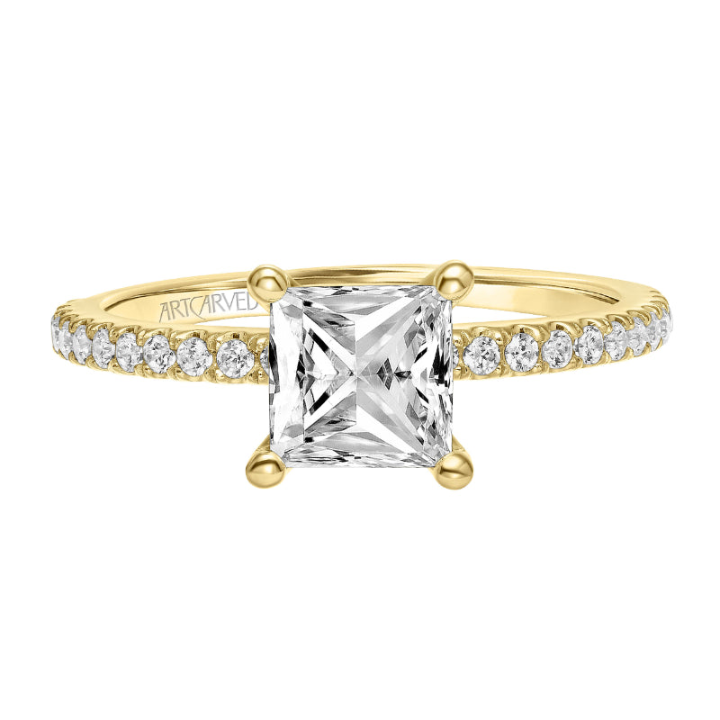 Artcarved Bridal Semi-Mounted with Side Stones Classic Engagement Ring Sybil 14K Yellow Gold