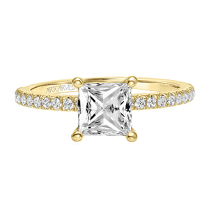 Artcarved Bridal Semi-Mounted with Side Stones Classic Engagement Ring Sybil 14K Yellow Gold