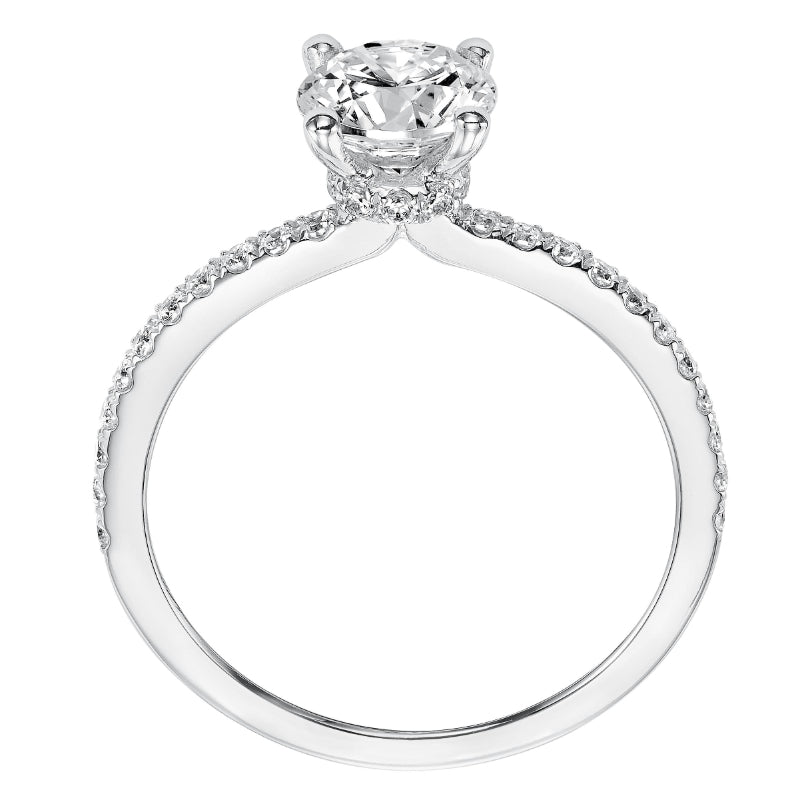 Artcarved Bridal Semi-Mounted with Side Stones Classic Engagement Ring Sybil 14K White Gold