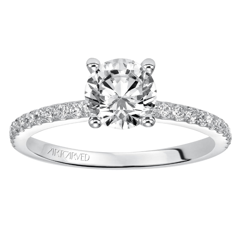 Artcarved Bridal Mounted with CZ Center Classic Engagement Ring Sybil 14K White Gold