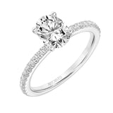 Artcarved Bridal Semi-Mounted with Side Stones Classic Engagement Ring Sybil 18K White Gold