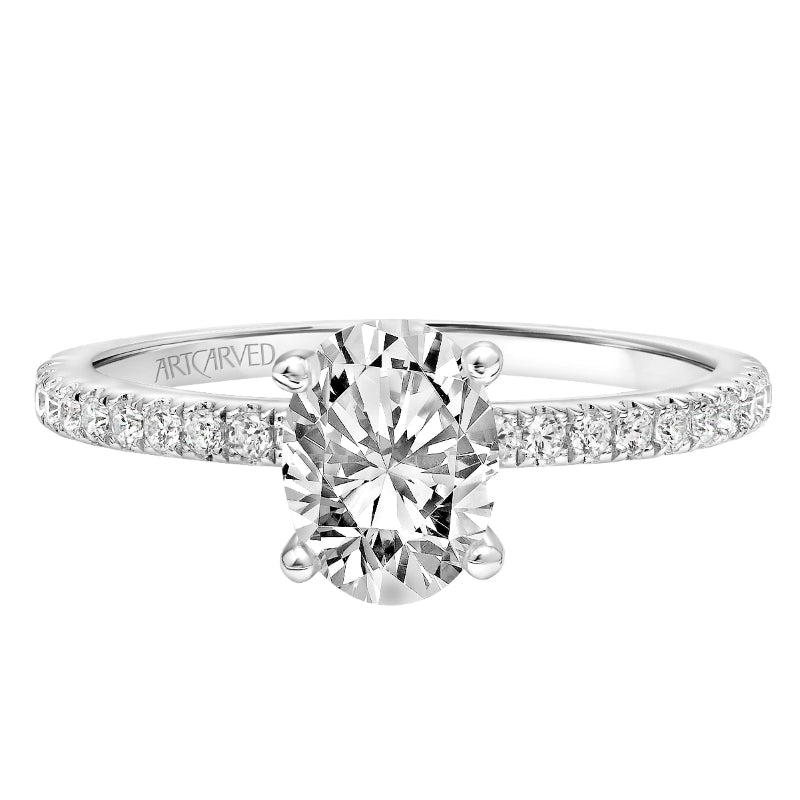 Artcarved Bridal Semi-Mounted with Side Stones Classic Engagement Ring Sybil 18K White Gold