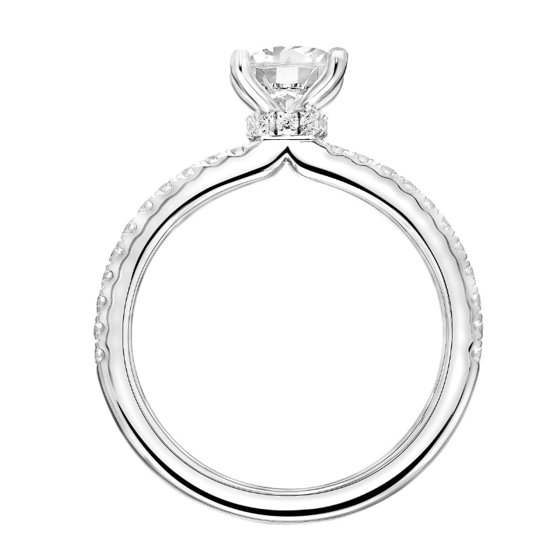 Artcarved Bridal Semi-Mounted with Side Stones Classic Engagement Ring Sybil 18K White Gold