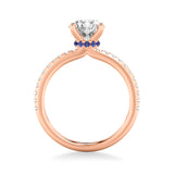 Artcarved Bridal Semi-Mounted with Side Stones Classic Engagement Ring 18K Rose Gold & Blue Sapphire