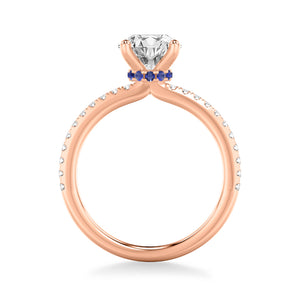 Artcarved Bridal Mounted with CZ Center Classic Engagement Ring 14K Rose Gold & Blue Sapphire